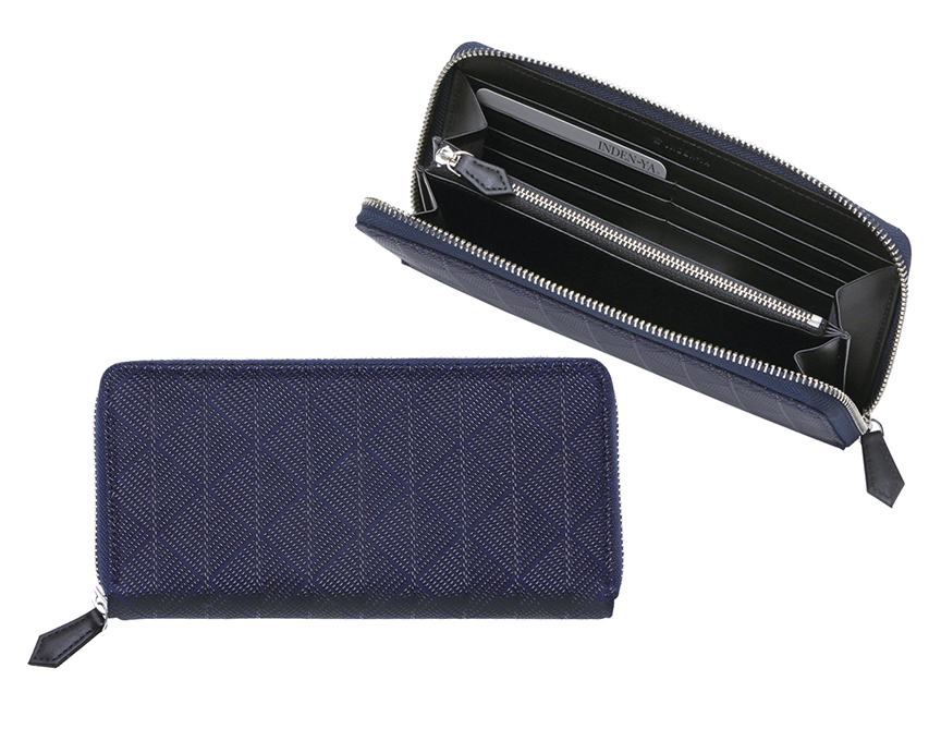 印伝ラウンド財布 黒地黒漆瓢箪柄 束入Y［黒地×黒漆×ひょうたん］：印傳屋公式オンラインショップ｜INDEN